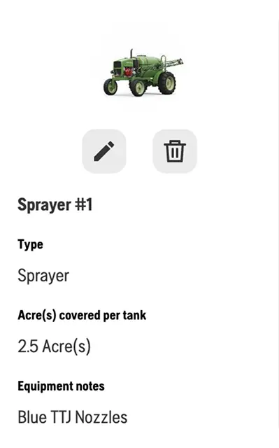 Application equipment information screenshot