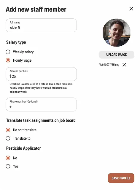 Create staff member screenshot